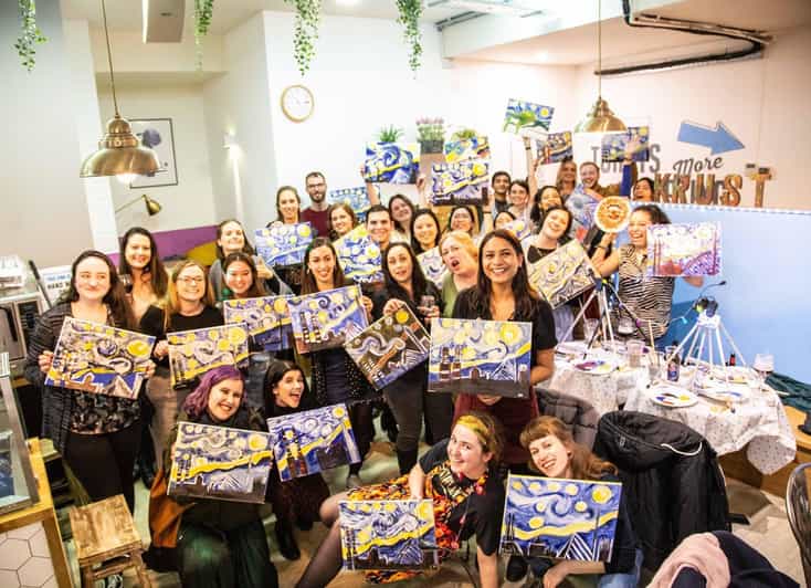 Dublin: Drinking and Painting Party with Art Instructor - Getting set up with a blank canvas and full supplies